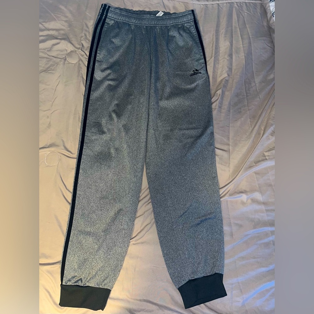 Men’s Adidas 3 Stripe Grey Jogger Track Pants Size Large